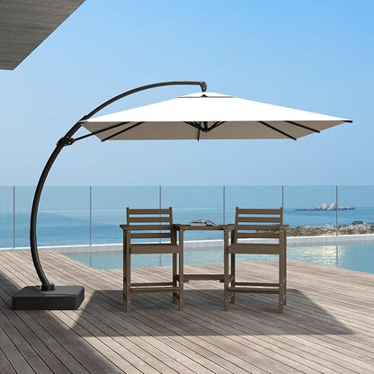 Tall HDPE Adirondack Bar Chairs Set of 2, Outdoor Balcony Bar-Height Chairs with Extra-Large Side Trays & 2" Umbrella Hole, All-Weather Patio Stools for Porch, Deck, Garden (Brown, 2chair)