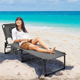 Tangkula Tanning Chair with Face Hole, Patio Folding Adjustable Reclining Beach Sunbathing Lounge Chair with Side Pocket - Photo 2