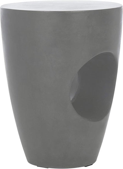 Safavieh Outdoor Collection Aishi Modern Concrete Dark Grey Round 17.7-inch Accent Table