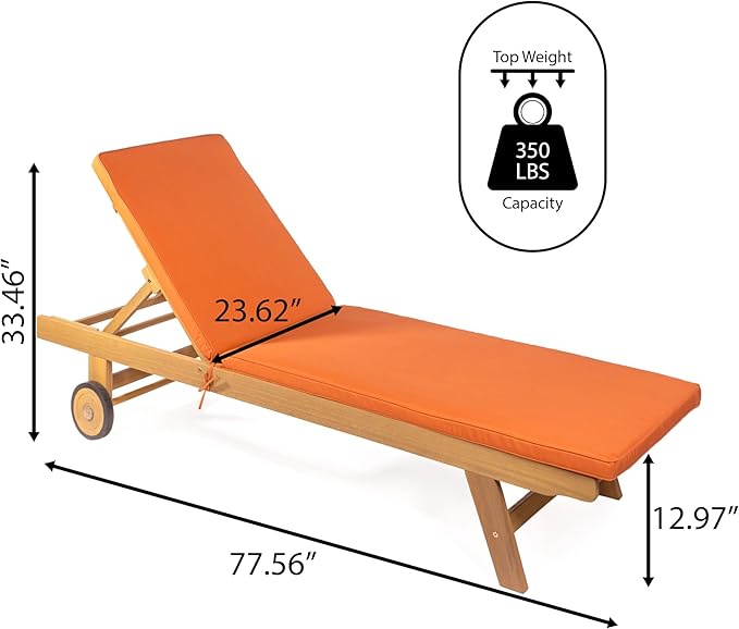 JONATHAN Y LNG1000C Mallorca 77.56"x23.62" Modern Classic Adjustable Acacia Wood Chaise Outdoor Lounge Chair with - Photo 3