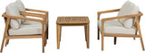 Merax 4 Piece Patio Outdoor Furniture Set, All-Weather Acacia Wood Loveseat Sofa, 2 Armchairs w/Coushions - Photo 2