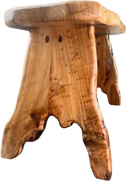 THY COLLECTIBLES Handcrafted Natural Edge Cedar Wood Stool Versatile Indoor/Outdoor Garden Bench, Nightstand, End Table, and Plant Stand - L28in x W14in x H17.5in