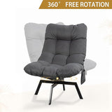 JAMFLY Rattan Swivel Chair, 360° Wicker Swivel Chairs with Thickened Cushions & Side Storage - Photo 3
