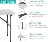 Best Choice Products 4ft Plastic Folding Table, Indoor Outdoor Heavy Duty Portable w/Handle, Lock for Picnic, Party - Photo 5