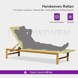 PURPLE LEAF Patio Chaise Lounge French Outdoor Lounger 1 Piece Wood-Grain Finish Aluminum Wicker Lounge Chair with - Photo 5