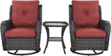 Rilyson Patio Chairs Rocking Swivel Chiar - 3 Piece Outdoor Wicker Patio Bistro Set Rattan Rocker Glider Chairs with - Photo 1