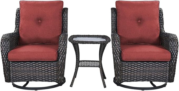Rilyson Patio Chairs Rocking Swivel Chiar - 3 Piece Outdoor Wicker Patio Bistro Set Rattan Rocker Glider Chairs with - Photo 1