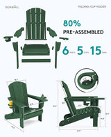 SERWALL Adirondack Chair with Cup Holders - Composite Adirondack Chairs Set of 8 HDPE Outdoor Chairs All Weather Use - Photo 4