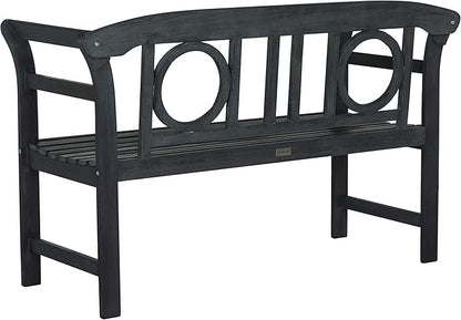 Safavieh PAT6743K Outdoor Collection Moorpark Grey 2 Seat Bench, Dark Slate Gray