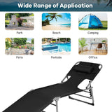Tangkula Tanning Chair with Face Hole, Patio Folding Adjustable Reclining Beach Sunbathing Lounge Chair with Side Pocket - Photo 7