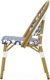 Christopher Knight Home Anastasia Outdoor French Bistro Chair (Set of 4), Blue + White + Bamboo Print Finish - Photo 9