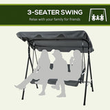 Outsunny 3-Seat Outdoor Patio Swing Chair with Removable Cushion, Steel Frame Stand and Adjustable Tilt Canopy for Patio - Photo 5