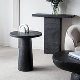 Faux Stone Side Table Round End Table Patio Small Drink Table for Small Spaces - Photo 4
