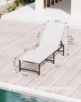 Chaise Lounge Chair Outdoor, Aluminum PatioChairs with 5 Adjustable Backrest and HeadrestPillows for Outside Beach，White - Photo 2