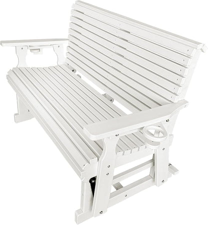 HDPE Patio Glider, Poly Lumber Weather-Resistant Outdoor Glider Bench, for Patio, Porch, Yard (Ivory White, 2-Seater)