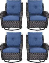 Rilyson Wicker Rocking Chair Swivel Chairs - 4 Piece Rocker Patio Chairs Set Rattan Rocking Chair for Outdoor Porch - Photo 1