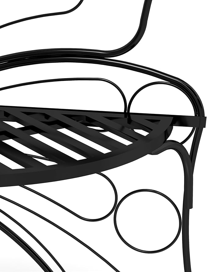 Small Metal Butterfly Garden Bench, Outdoor Benches Weatherproof, Patio Porch Bench for Outdoors, Outdoor Butterfly Chair Armless for Front Porch/Yard/Entryway (A-Black)