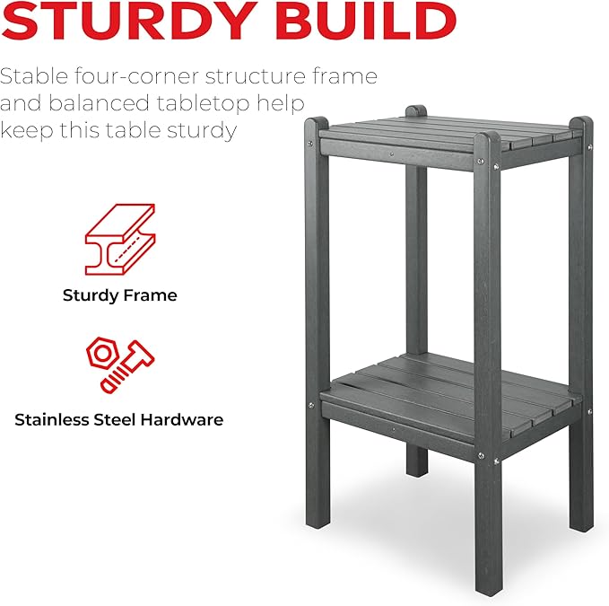Costaelm Outdoor Side Table, 2-Tier Small Patio Coffee Tables for Outside, Outdoor End Tables for Patio - Photo 7