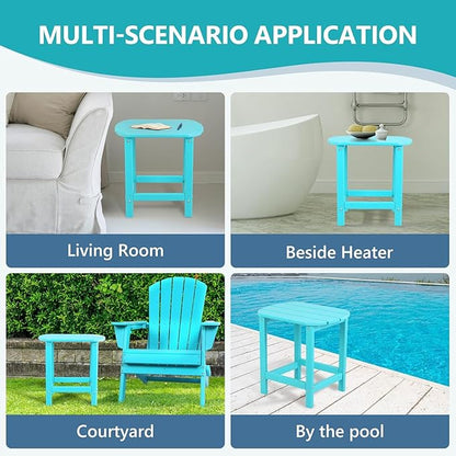 Outdoor Adirondack HDPE Side Table, Wooden Textured, Set for Patio, Garden, Porch, Pool Composite Patio, Backyard, Bathroom and Indoor, Maintenance & Weather Resistant