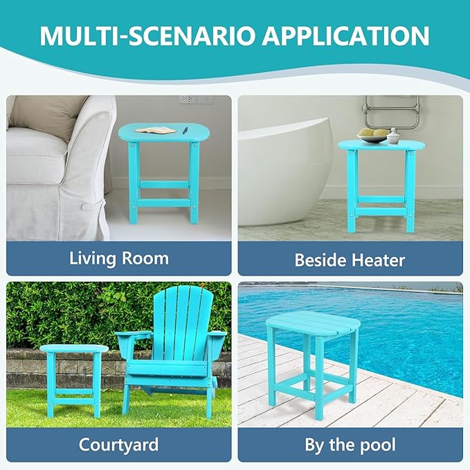 Adirondack Outdoor Side Table - 16.5" Square 2-Tier Patio Table with Weatherproof HDPE Material | All-Weather, Low Maintenance Furniture for Poolside, Porch, Deck