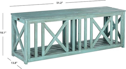SAFAVIEH Outdoor Collection Branco White and Ash Grey Bench