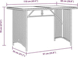Garden Table, Durable Weather-Resistant PE Rattan Frame Solid Acacia Wood Tabletop, Stable Powder-Coated Steel Frame - Photo 2