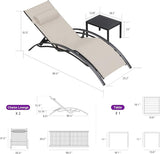 PURPLE LEAF Patio Chaise Lounge Set of 3 Outdoor Lounge Chair Beach Pool Sunbathing Lawn Lounger Recliner Chiar Outside - Photo 2