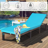 COSTWAY 2PCS Rattan Lounge Chair Chaise Recliner Adjustable Cushioned Turquoise - Photo 7