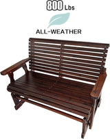 Fortune Candy Wooden Patio Glider with High Roll Back and Deep Contoured Seat, Solid Fir Wood, 2-Seater - Photo 3