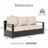 Outdoor Aluminum Furniture Set, 3-Piece Patio Conversation Set, 2 Chairs and 1 Sofa, All-Weather Metal Frame - Photo 3