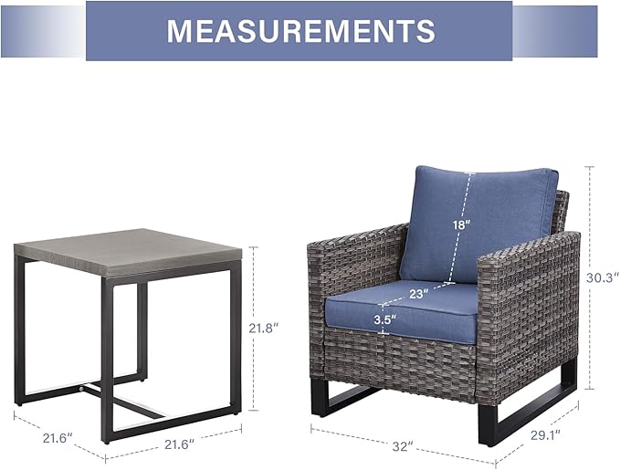 Rilyson Wicker Outdoor Patio Chairs Set - 3 Piece Rattan Patio Furniture Bistro Chairs Set with Waterproof Wicker - Photo 2