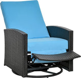 Outsunny Outdoor Wicker Swivel Recliner Chair, Reclining Backrest, Lifting Footrest, 360° Rotating Basic - Photo 1