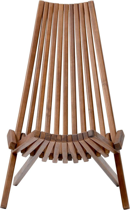 Knocbel Folding Chair, Wooden Low Profile Lounge Chair, Outdoor Patio for Solid Acacia Wood Porch Deck Lawn Garden Adirondark Chairs, Fully Assembled, 21.6" W x 30" D x 32.2" H