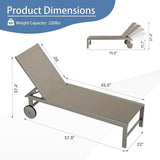QAQA Patio Chaise Lounge Set of 2, Outdoor Lounge Chairs with 5 Adjustable Positions and Wheels - Photo 2