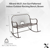XBrand 44.5" L Iron Sun-Patterned Seat for Two Indoor/Outdoor Rocking Glider Bench, Durable Patio Glider Bench, Brown - Photo 3