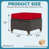 2 Pieces Patio Outdoor Ottomans with Removable and Washable Covers，PE Rattan Wicker Footstools for Porch, Garden - Photo 3