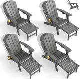 GREENVINES Adjustable Adirondack Chair with Retractable Ottoman Set of 4 | Folding | HDPE Plastic - Photo 1