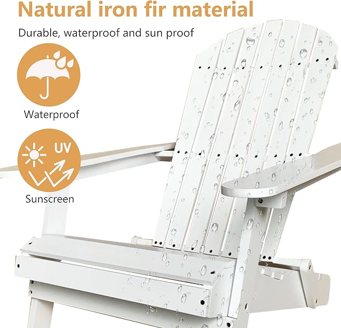 PayLessHere Adirondack Chairs, Weather Resistant Patio Chairs with Pinewood Wooden Textured for Patio Lawn Garden - Photo 6