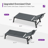 PURPLE LEAF Outdoor Oversized Lounge Chair Set Patio Chaise Pool Lounger Aluminum Frame with 2 Side Table and Wheels - Photo 3