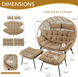 NICESOUL Double Egg Chair with Footstools & Cushions - Photo 2