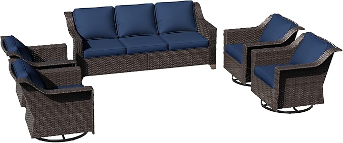 5 Pieces Patio Conversation Furniture Set - 1 Sofa, 4 Swivel Chairs - Photo 6