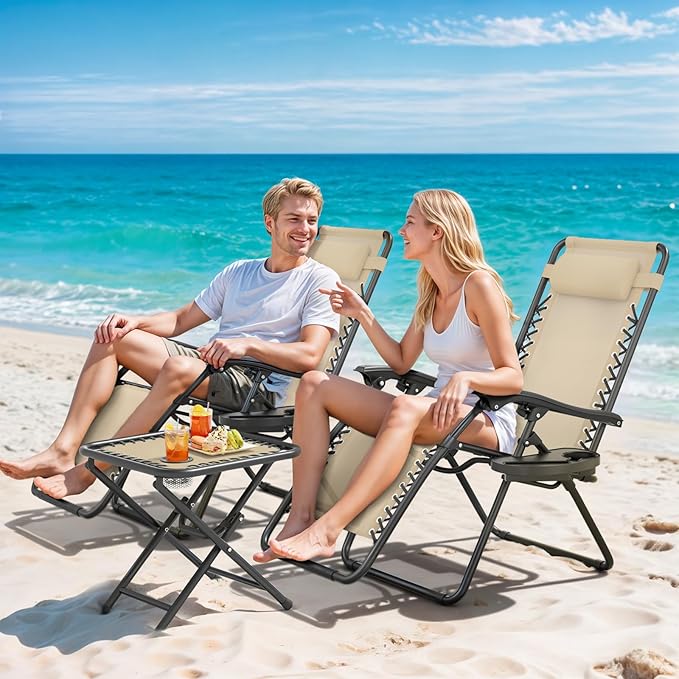 Magshion Folding Zero Gravity Chairs Set of 2, Outdoor Reclining Camping Chairs - Photo 4