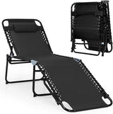 Giantex Patio Chaise Lounge Chair - 16” High Folding Tanning Chair with Removable Headrest, 4-Gear Backrest - Photo 1