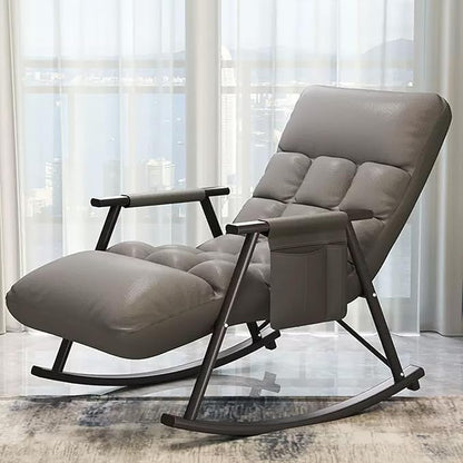 Outdoor Rocking Chair with armrests,Modern Comfortable Upholstered Rocking Chair, Modern Lounge Chair for Balcony,Patio Rocking Chair with Side Pockets,Adjustable backrest Height.