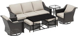 7 Pieces Outdoor Conversation Furniture Set - 77" Patio Sofa, 2 Swivel Rocker Chairs, 2 Ottomans, 1 Side Table - Photo 7