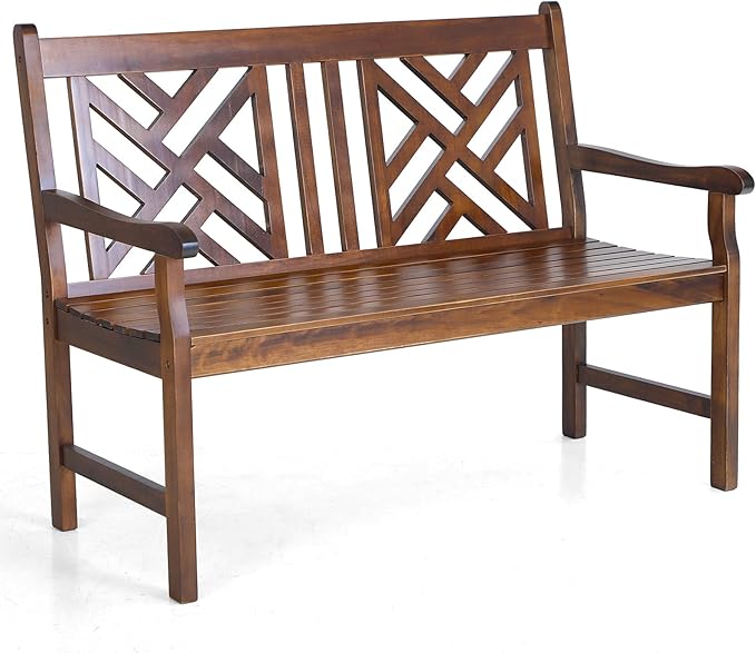 Sophia & William Outdoor Bench Garden Bench Wood 47", Patio Dining Bench Weatherproof with Back - Photo 1