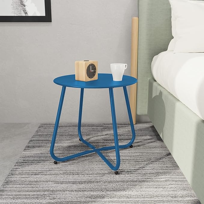 Grand patio Small Round Side Table Outdoor Side Table with Adjustable Feet 18-inch Modern End Accent Table for Patio - Photo 2