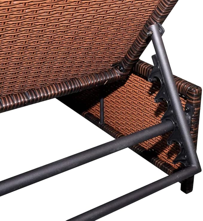 Outdoor Chaise Lounge, Sun Relaxing Chaise Lounge Beach Chaise Lounge Sun Loungers 2 pcs with Table Poly Rattan Brown for Poolside Garden Balcony Patio Yard