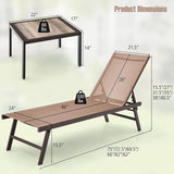 Tangkula 3 Piece Patio Chaise Lounge Set, Aluminum Patio Recliner with Coffee Table, 6-Level Backrest Adjustment - Photo 4