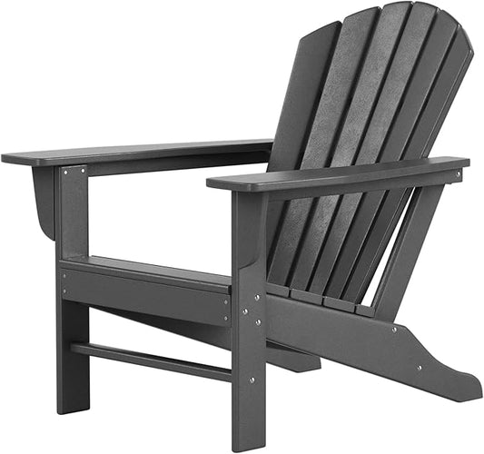 Costaelm Outdoor Adirondack Chair, HDPE Patio Chair, Weather Resistant Lawn Firepit Outside Chairs for Porch, Poolside, Garden, Backyard Deck, Gray